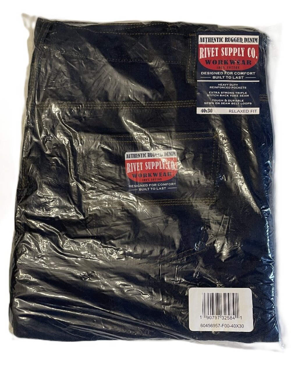 Rivet Supply Co Jeans 40x30 Rugged Denim Relaxed Workwear Construction Dark Wash